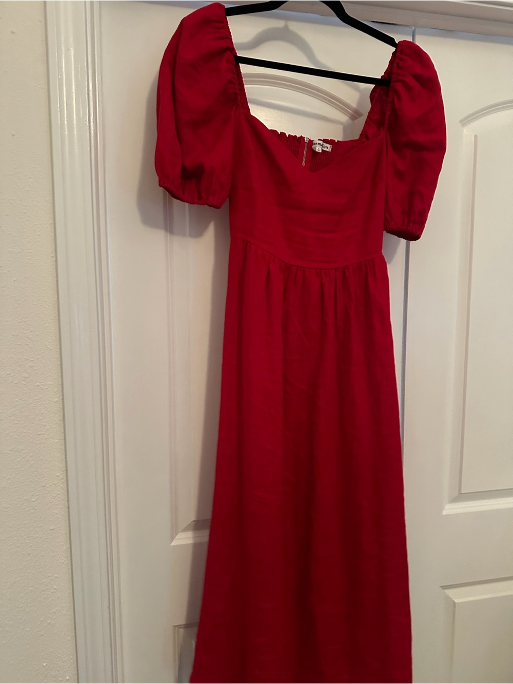 Reformation Red Puff Sleeve Maxi Dress
